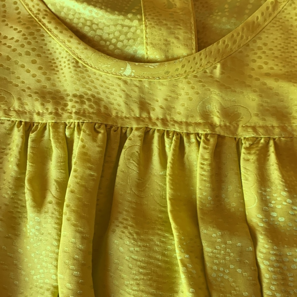 Rebecca Taylor women’s yellow green short sleeve blouse size 12 office career - Picture 13 of 13